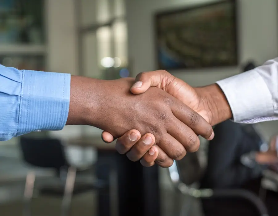 Two business people shaking hands
